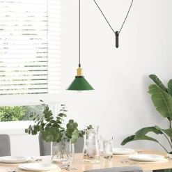 vidaXL Hanglamp in hoogte verstelbaar E27 Ø22 cm metaal glanzend groen