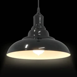 vidaXL Hanglamp in hoogte verstelbaar E27 Ø31 cm metaal glanzend zwart