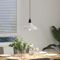 vidaXL Hanglamp in hoogte verstelbaar E27 Ø31 cm metaal glanzend wit