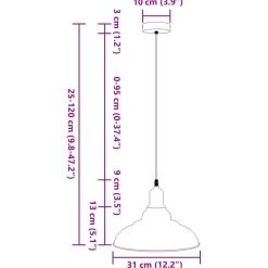 vidaXL Hanglamp in hoogte verstelbaar E27 Ø31cm metaal glanzend oranje