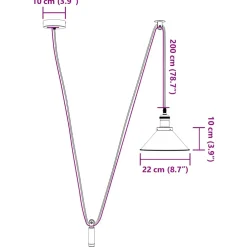 vidaXL Hanglamp in hoogte verstelbaar E27 Ø22 cm metaal glanzend wit