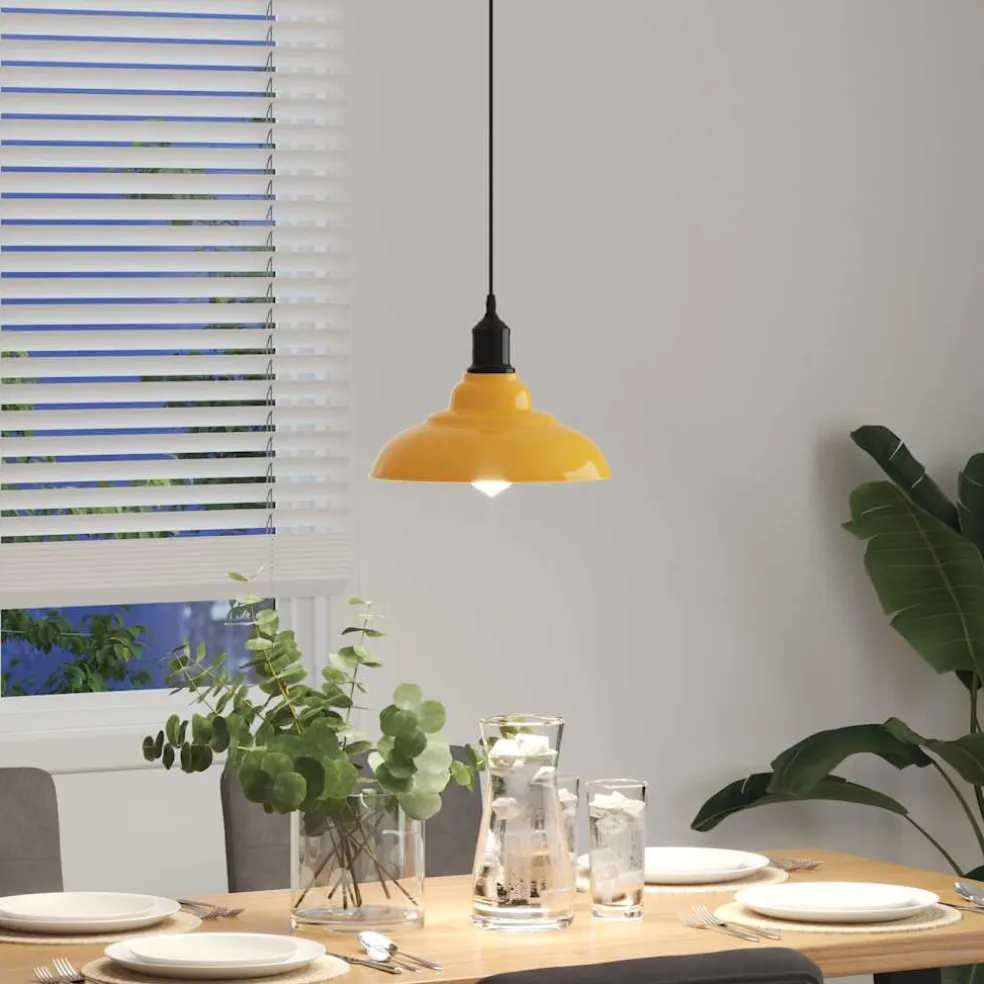 vidaXL Hanglamp in hoogte verstelbaar E27 Ø31 cm metaal glanzend geel