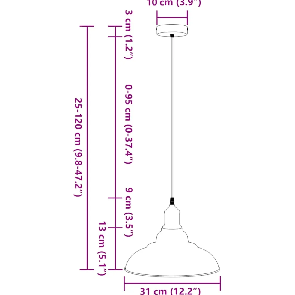 vidaXL Hanglamp in hoogte verstelbaar E27 Ø31 cm metaal glanzend geel