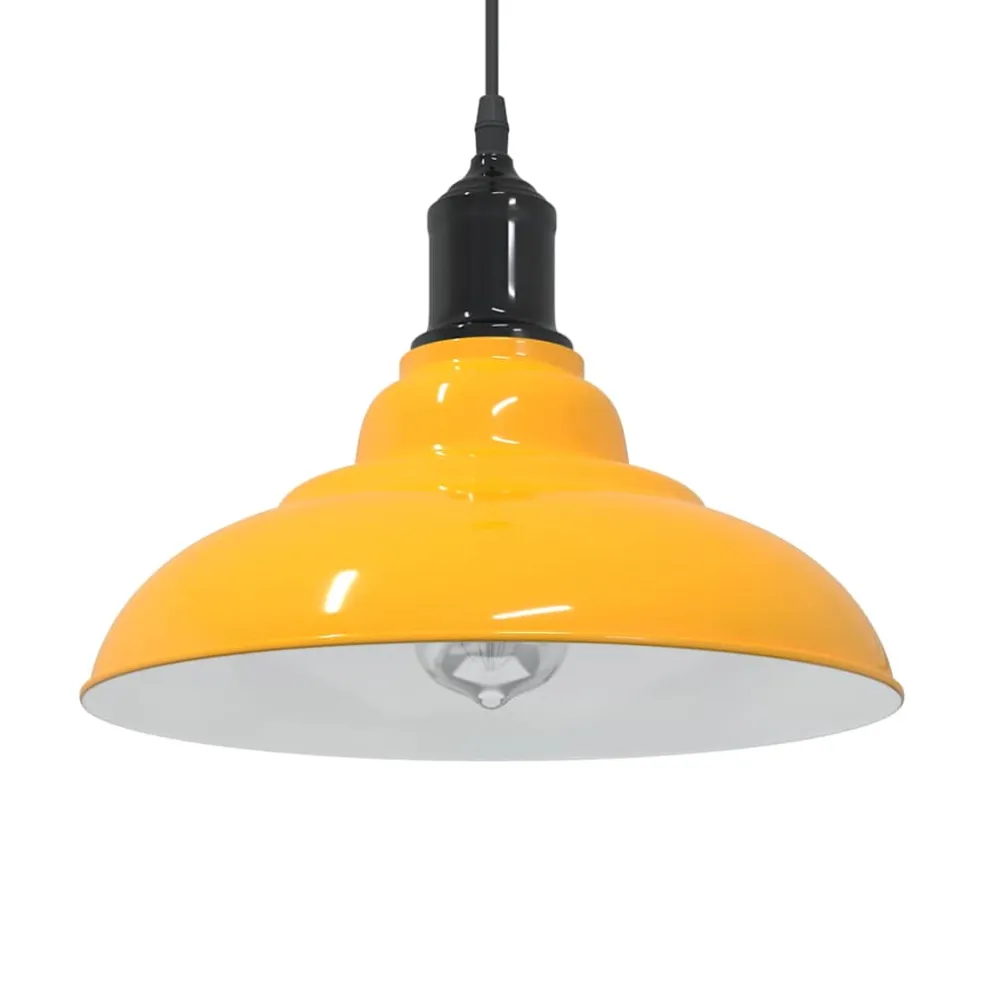 vidaXL Hanglamp in hoogte verstelbaar E27 Ø31 cm metaal glanzend geel