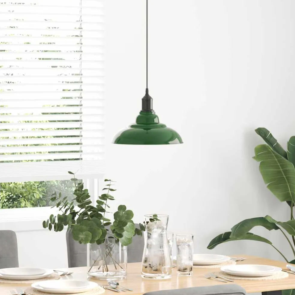 vidaXL Hanglamp in hoogte verstelbaar E27 Ø31 cm metaal glanzend groen