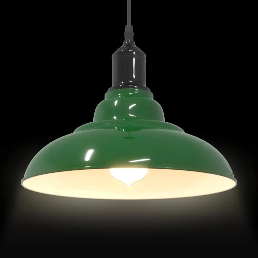 vidaXL Hanglamp in hoogte verstelbaar E27 Ø31 cm metaal glanzend groen