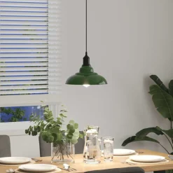 vidaXL Hanglamp in hoogte verstelbaar E27 Ø31 cm metaal glanzend groen