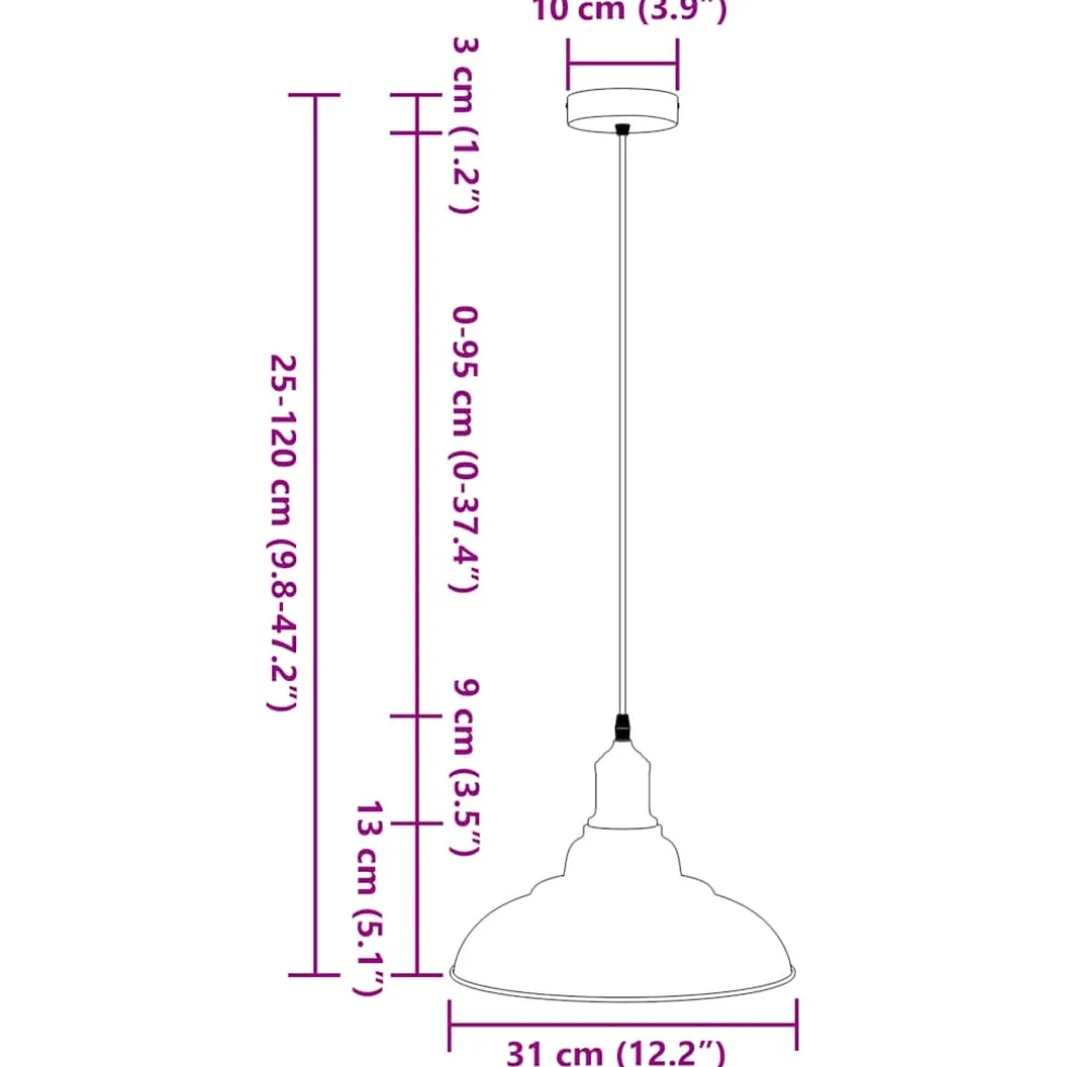 vidaXL Hanglamp in hoogte verstelbaar E27 Ø31 cm metaal glanzend groen