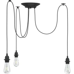 vidaXL Hanglamp met 3 lamphouders E27 metaal zwart