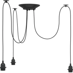 vidaXL Hanglamp met 3 lamphouders E27 metaal zwart