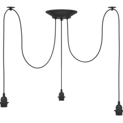vidaXL Hanglamp met 3 lamphouders E27 metaal zwart