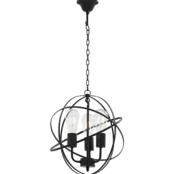 vidaXL Hanglamp rond 3xE27 zwart