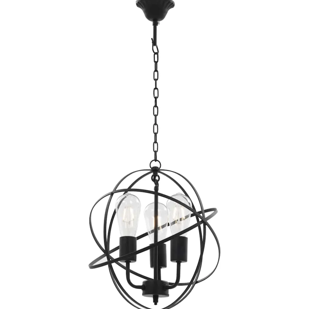 vidaXL Hanglamp rond 3xE27 zwart