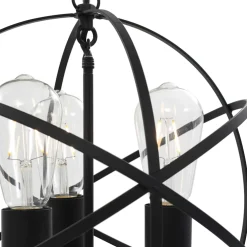 vidaXL Hanglamp rond 3xE27 zwart