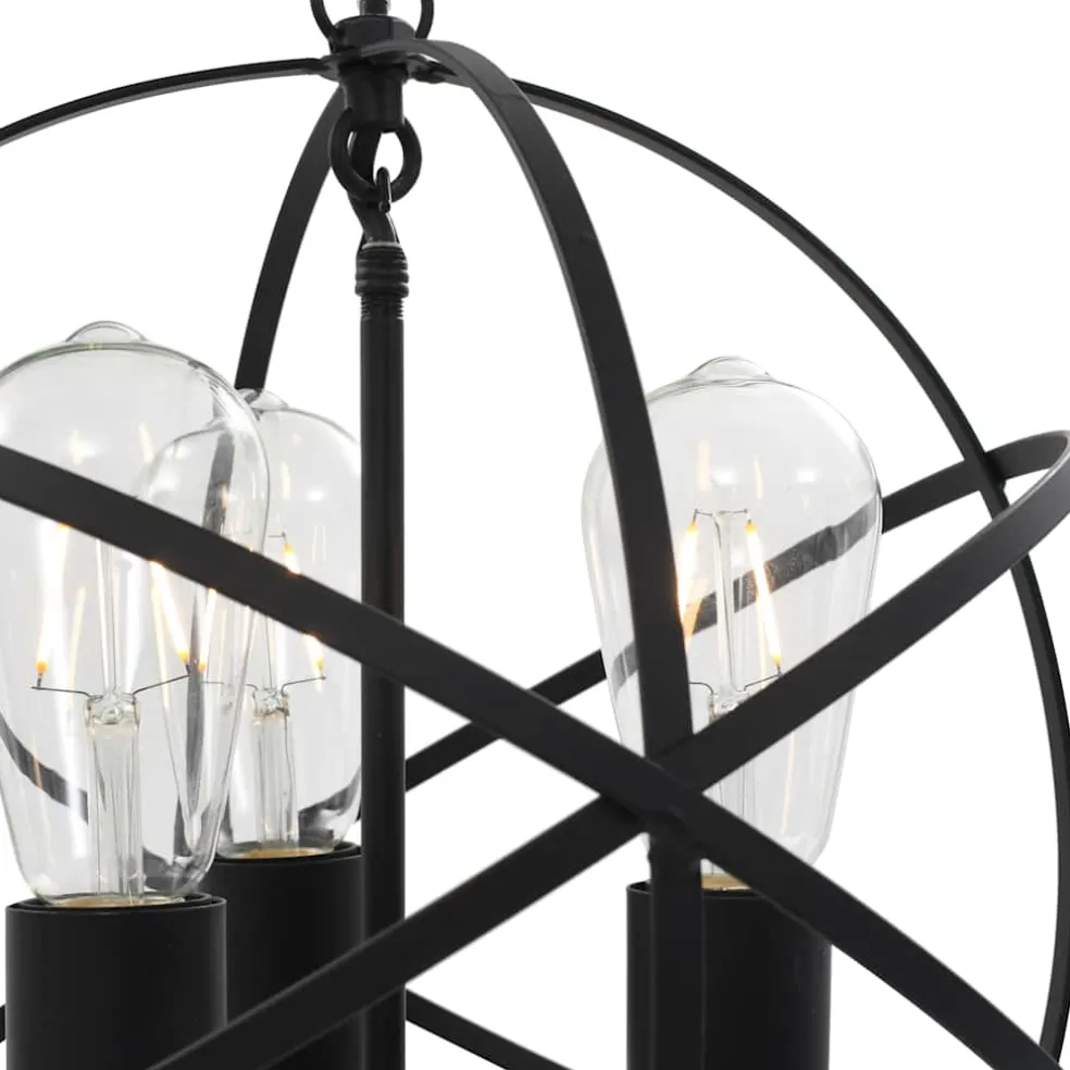 vidaXL Hanglamp rond 3xE27 zwart