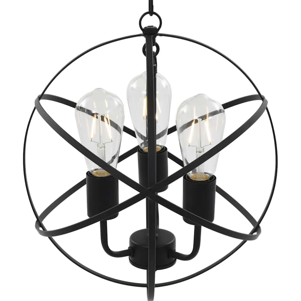 vidaXL Hanglamp rond 3xE27 zwart