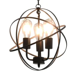 vidaXL Hanglamp rond 3xE27 zwart