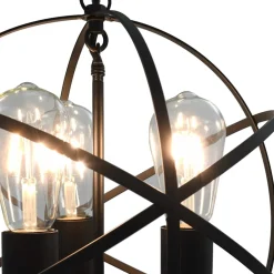 vidaXL Hanglamp rond 3xE27 zwart