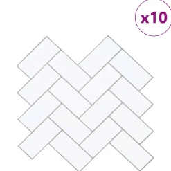 vidaXL Haringbeen Tegel 10 st Wit Grijs 30 x 30 cm Polyurethaan en PET