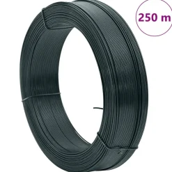 vidaXL Hekbinddraad 250 m 0,9/1,4 mm staal zwartachtig groen