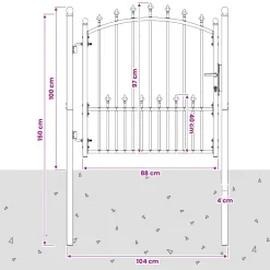 vidaXL Hekdeur met spijkers EMMEN 100 x 100 cm Poedergecoat staal