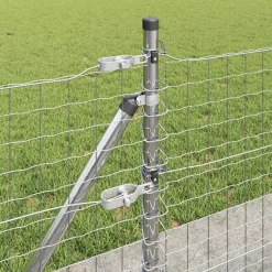 vidaXL Hekpaal met betonnen voet 52 st zilver Gepoedercoat staal