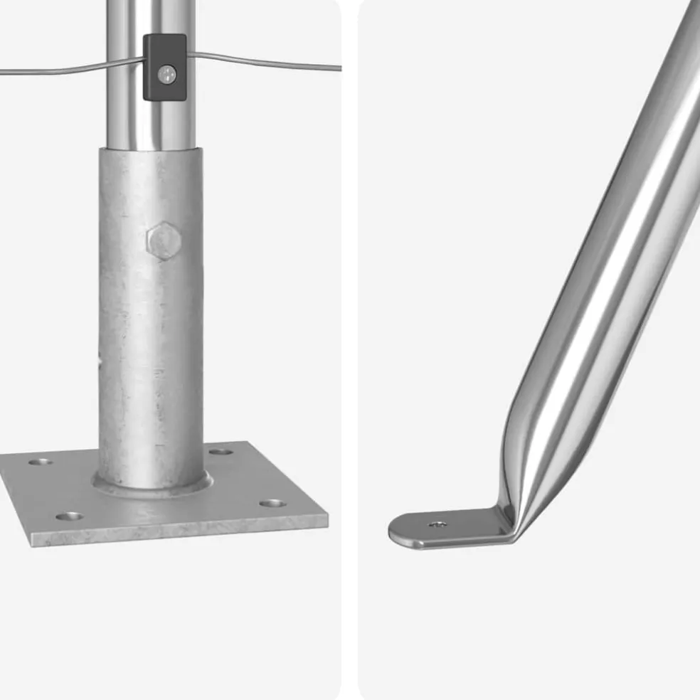 vidaXL Hekpaal met betonnen voet 52 st zilver Gepoedercoat staal