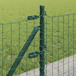 vidaXL Hekpaal met betonnen voet 13 st Grijs Gepoedercoat staal