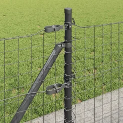 vidaXL Hekpaal met betonnen voet 26 st Grijs Gepoedercoat staal