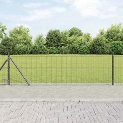 vidaXL Hekpaal met betonnen voet 26 st Grijs Gepoedercoat staal