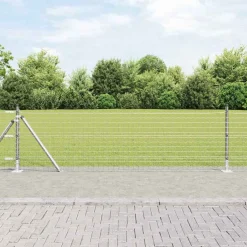 vidaXL Hekpaal met betonnen voet 26 st zilver Gepoedercoat staal