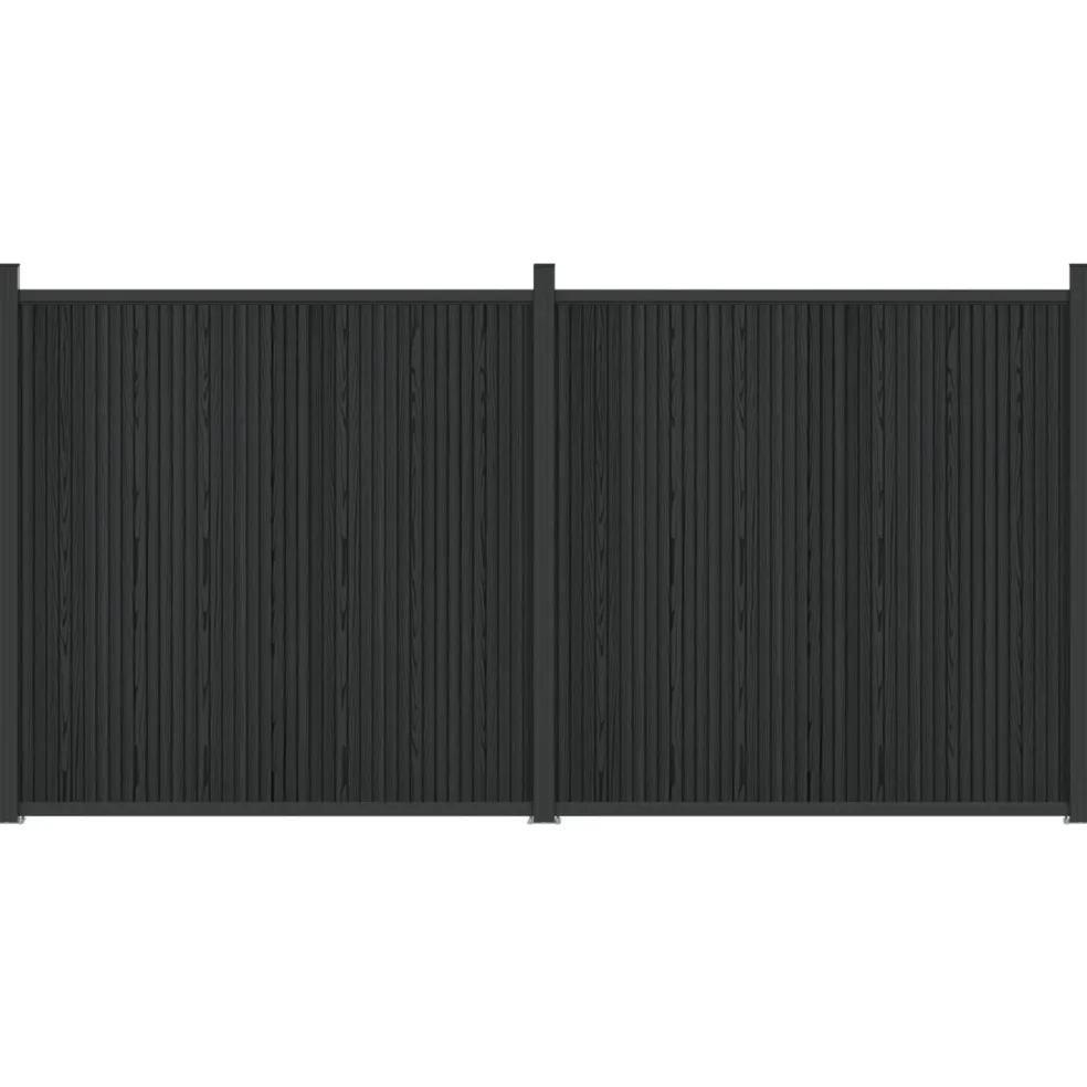 vidaXL Hekpaneel 2 st 355 x 186,5 cm WPC en Aluminium Zwart