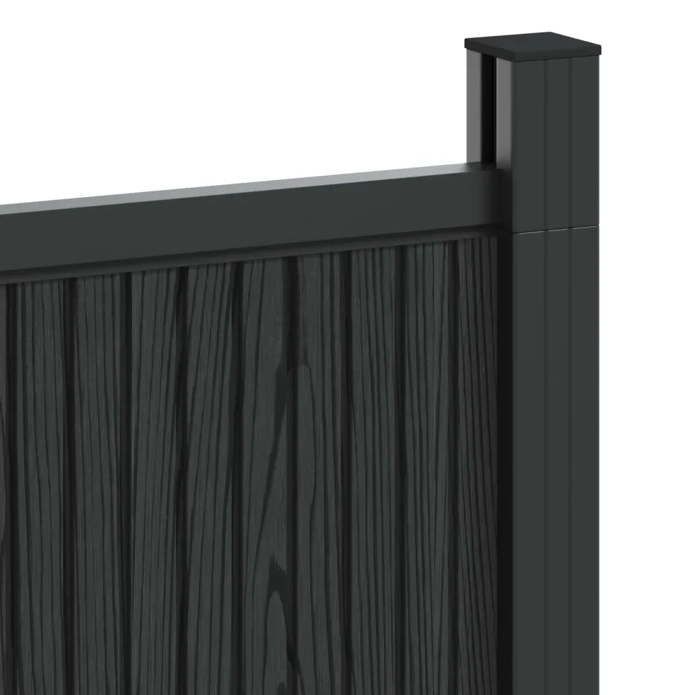 vidaXL Hekpaneel 2 st 355 x 186,5 cm WPC en Aluminium Zwart