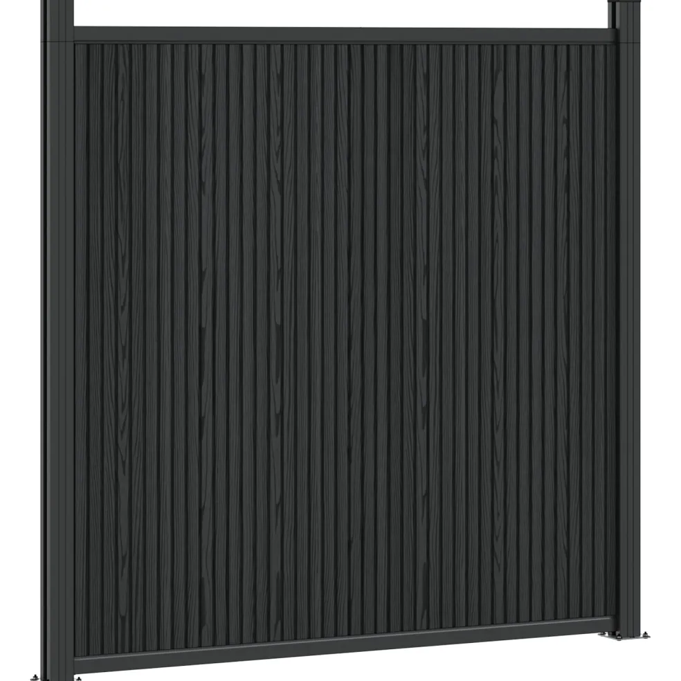 vidaXL Hekpaneel 2 st 355 x 186,5 cm WPC en Aluminium Zwart