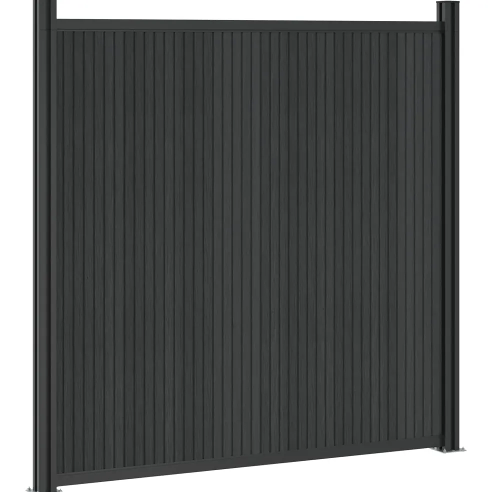 vidaXL Hekpaneel 2 st 355 x 186,5 cm WPC en Aluminium Zwart