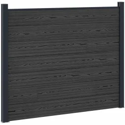 vidaXL Hekpaneel WPC en Aluminium Zwart