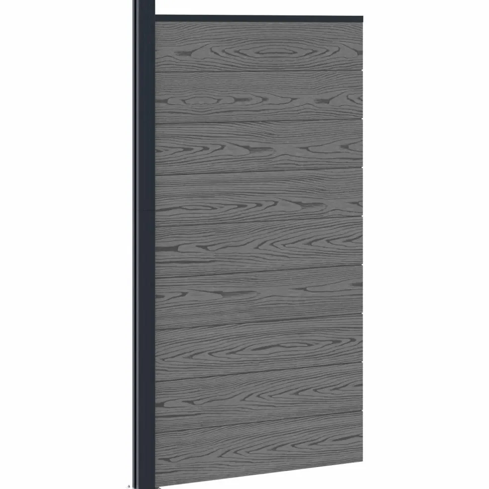 vidaXL Hekpaneel 95 x 186 cm WPC en Aluminium Grijs