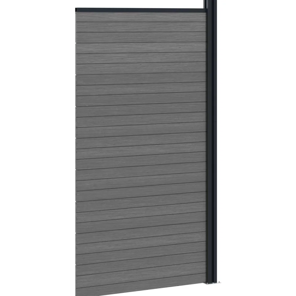 vidaXL Hekpaneel 95 x 186 cm WPC en Aluminium Grijs