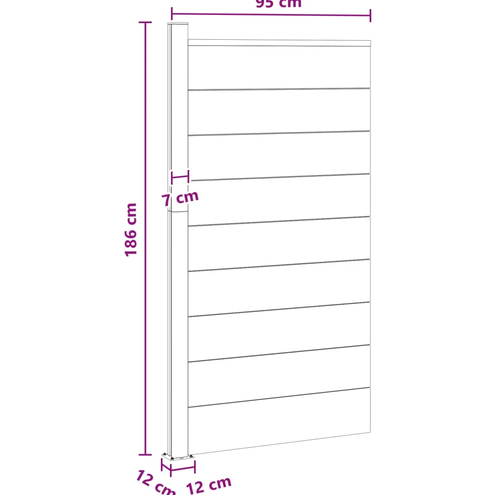 vidaXL Hekpaneel 95 x 186 cm WPC en Aluminium Grijs