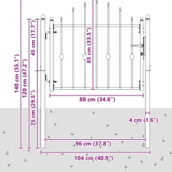 vidaXL Hekpoort ASTEN 100 x 75 cm Metaal Zwart Vergrendelbaar