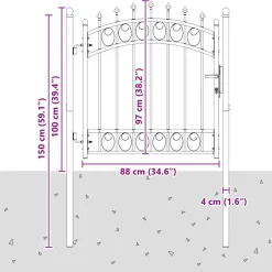 vidaXL Hekpoort EMMEN met stalen pinnen 103x97 cm zwart