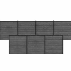 vidaXL Hek set 7 st 1218 x 186 cm WPC en Aluminium Grijs