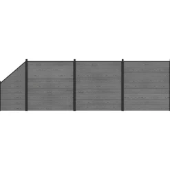 vidaXL Hek set 619 x 186 cm WPC en Aluminium Grijs