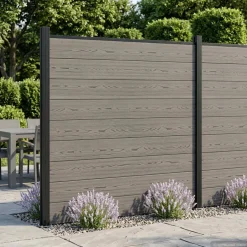 vidaXL Hek set 699 x 186 cm WPC en Aluminium Grijs