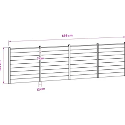 vidaXL Hek set 699 x 186 cm WPC en Aluminium Grijs