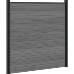 vidaXL Hek set 1311 x 186 cm WPC en Aluminium Grijs