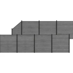 vidaXL Hek set 1311 x 186 cm WPC en Aluminium Grijs