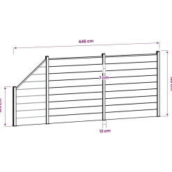 vidaXL Hek set 446 x 186 cm WPC en Aluminium Grijs