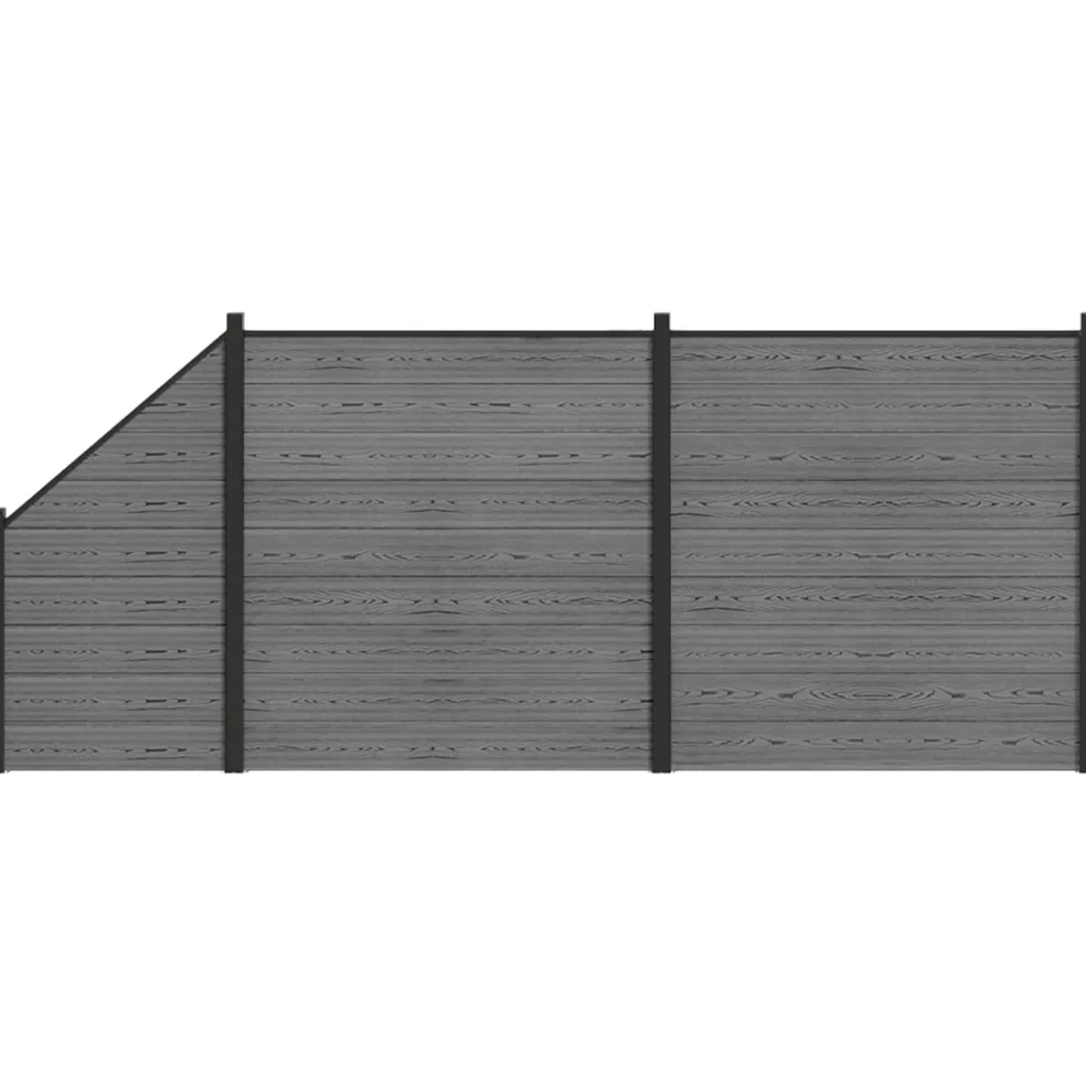 vidaXL Hek set 446 x 186 cm WPC en Aluminium Grijs