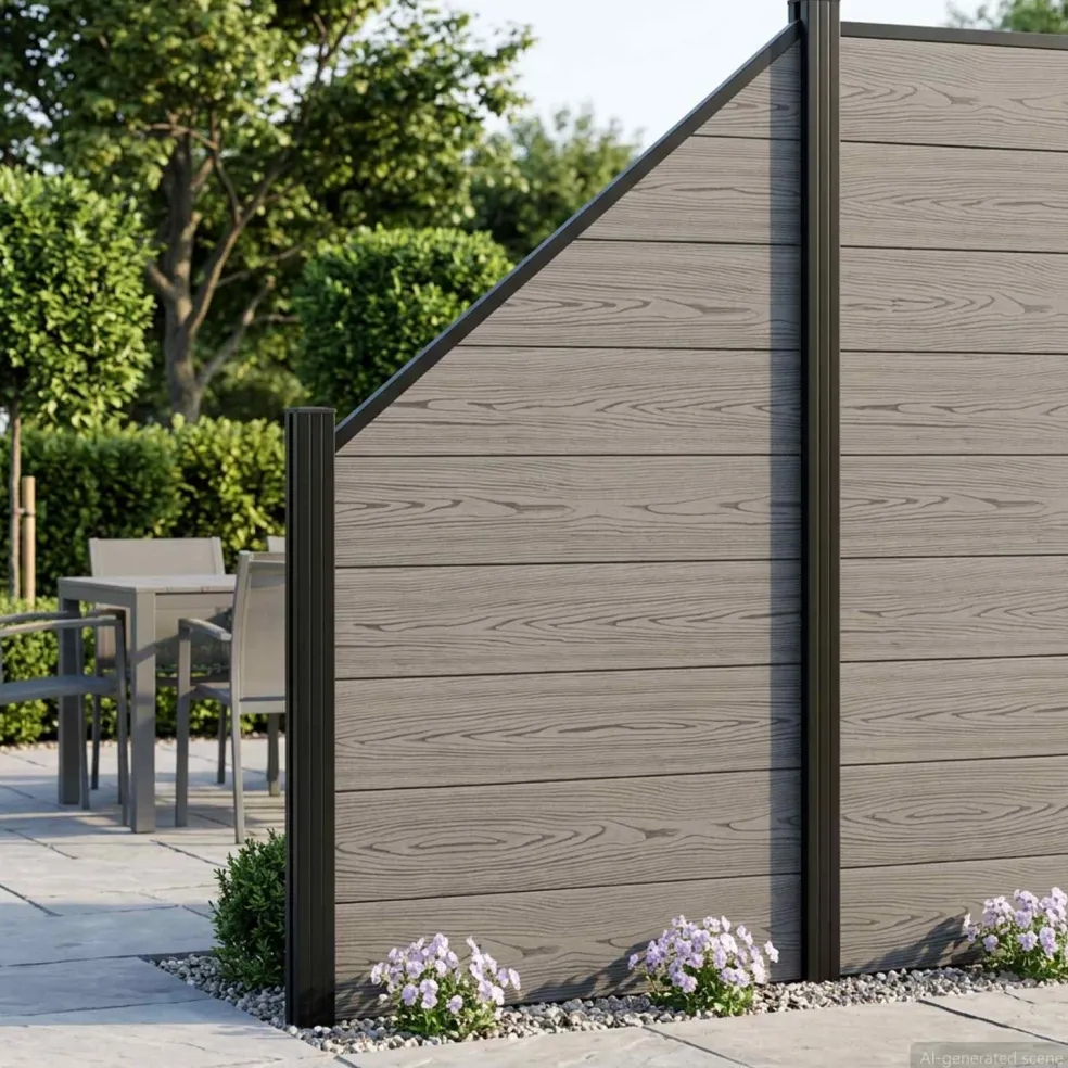 vidaXL Hek set 446 x 186 cm WPC en Aluminium Grijs
